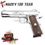 KUZEY M1911 COLT’S 100 YEAR GRIP Wood Shiny Silver – 01